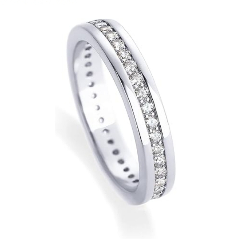 18K Gold Plated Stacking Cubic Zirconia Eternity Thumb Ring In White Gold